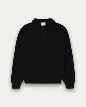 Men's Bouclé Knit Polo - Black