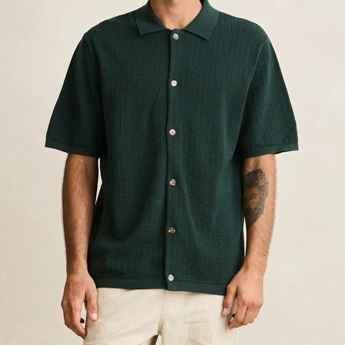 Rhythm Men's Textured Knit Short Sleeve Shirt