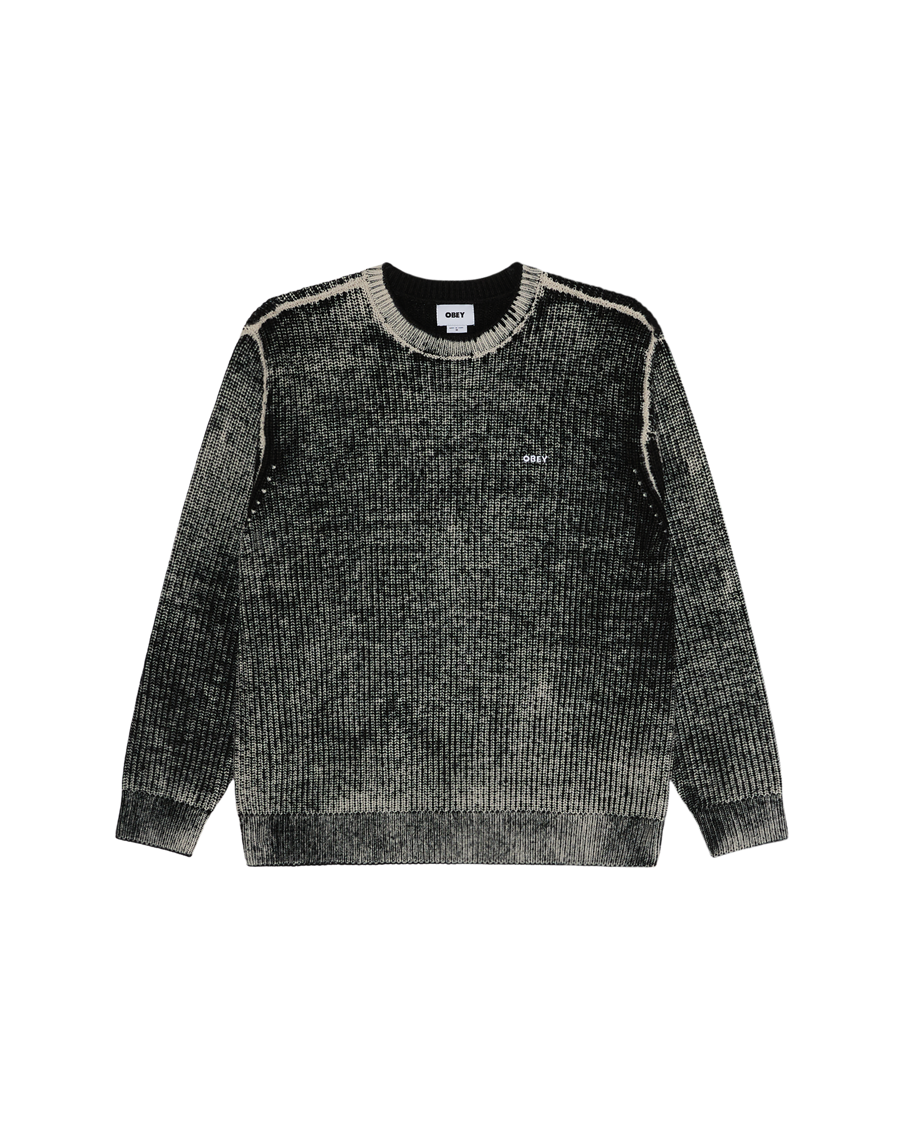 Men's Obey Spray Effect Sweater - Dark Black Multi