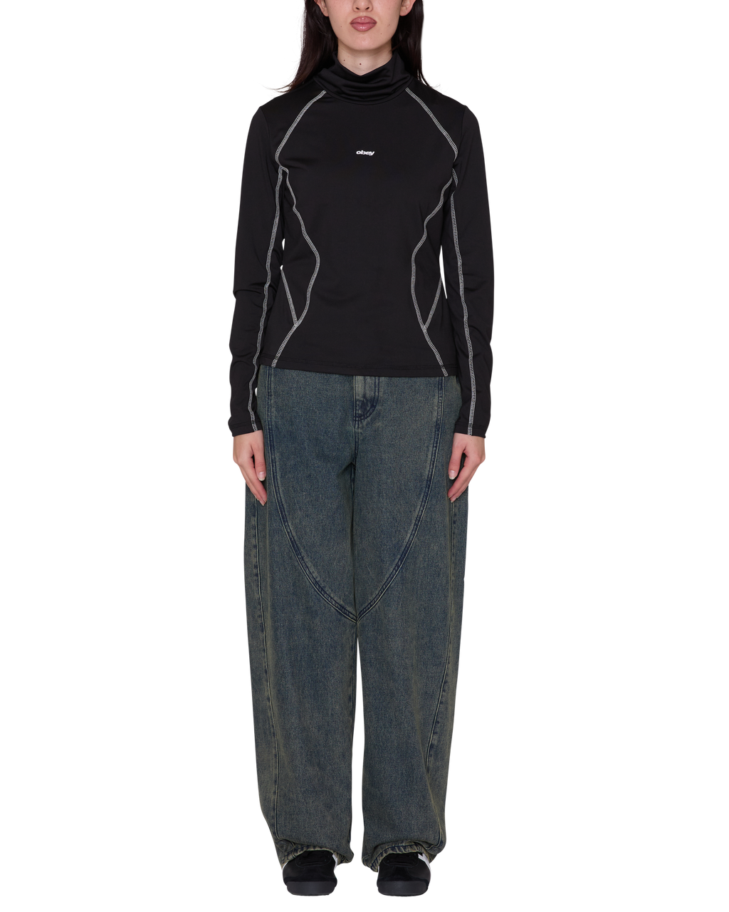 Women's Nalia Turtle Neck Top - Black