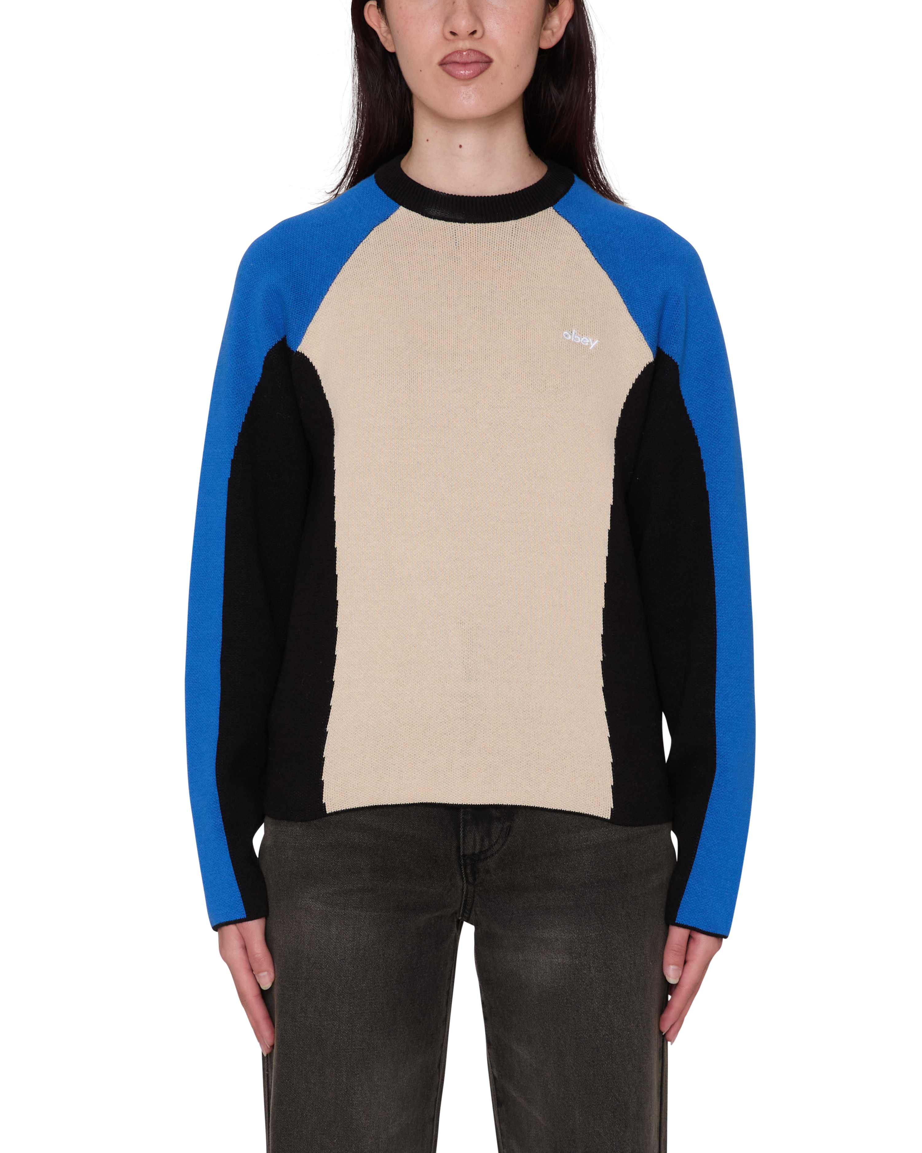 Women's Obey Angie Crew Sweater - Cream Multi