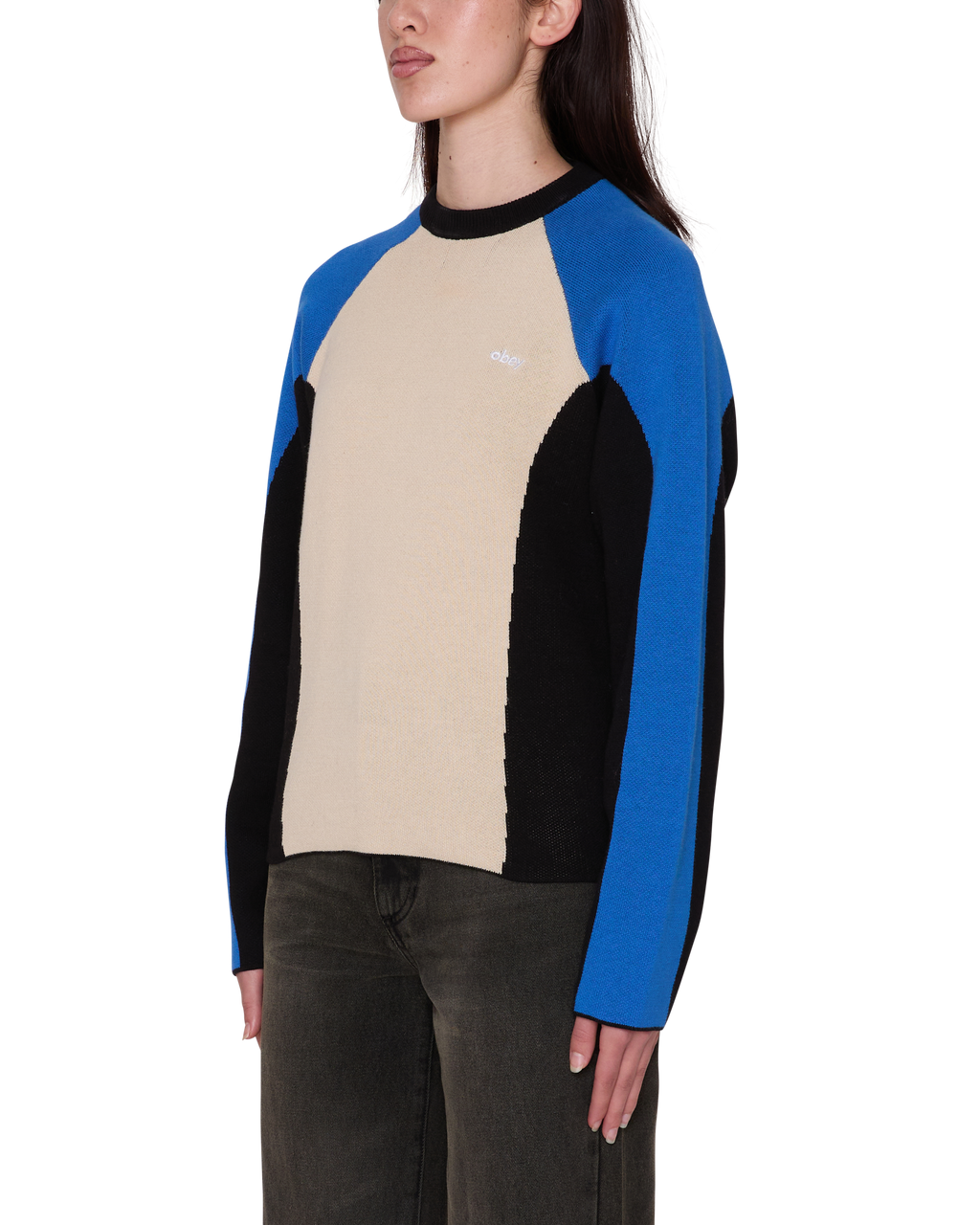Women's Obey Angie Crew Sweater - Cream Multi