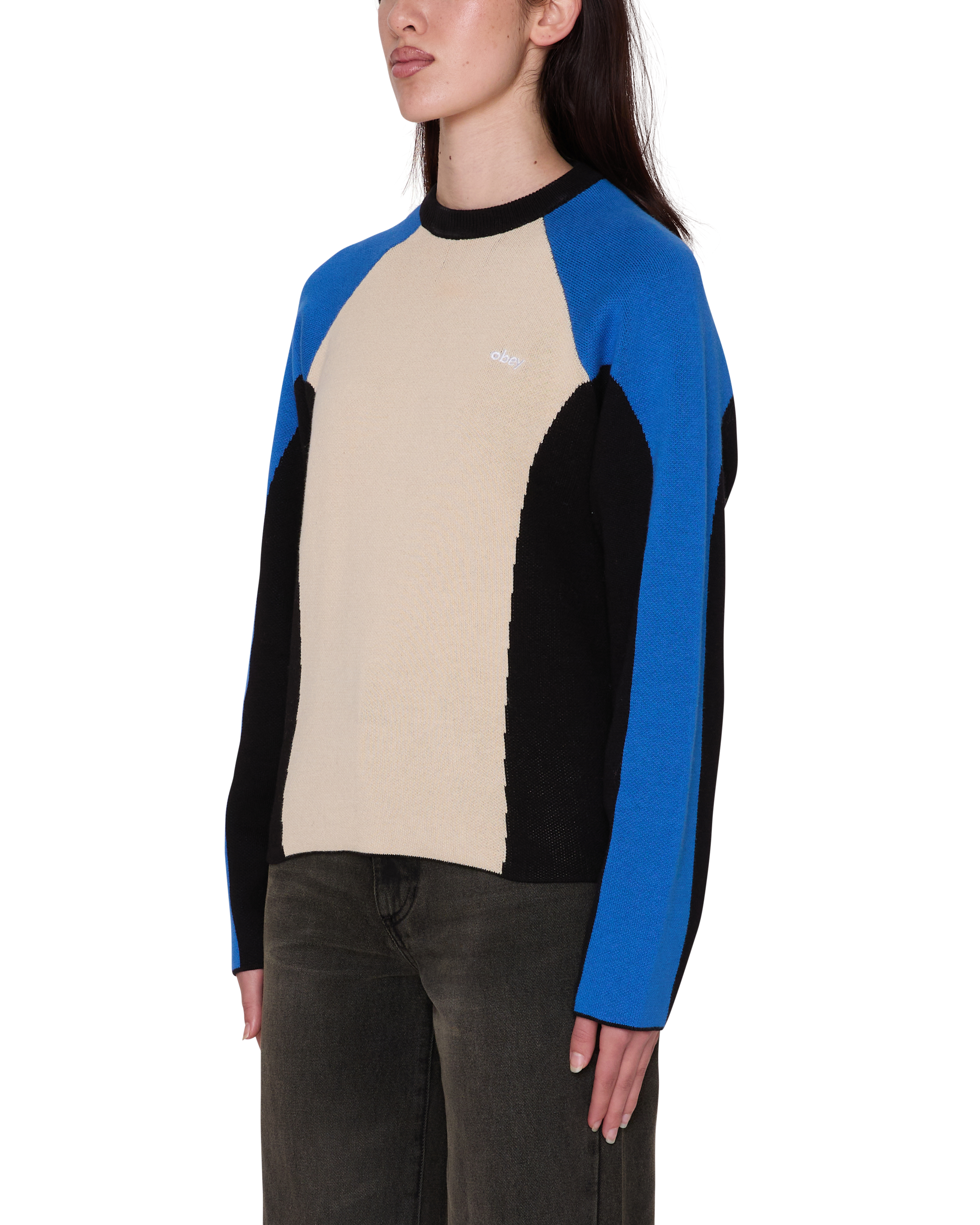 Women's Obey Angie Crew Sweater - Cream Multi