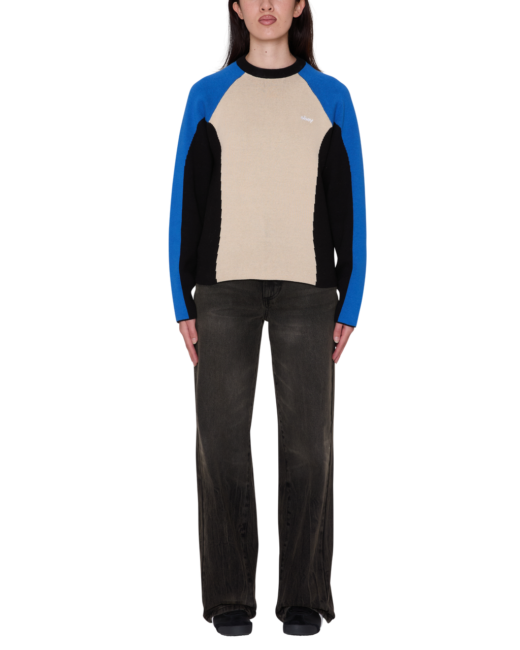 Women's Obey Angie Crew Sweater - Cream Multi