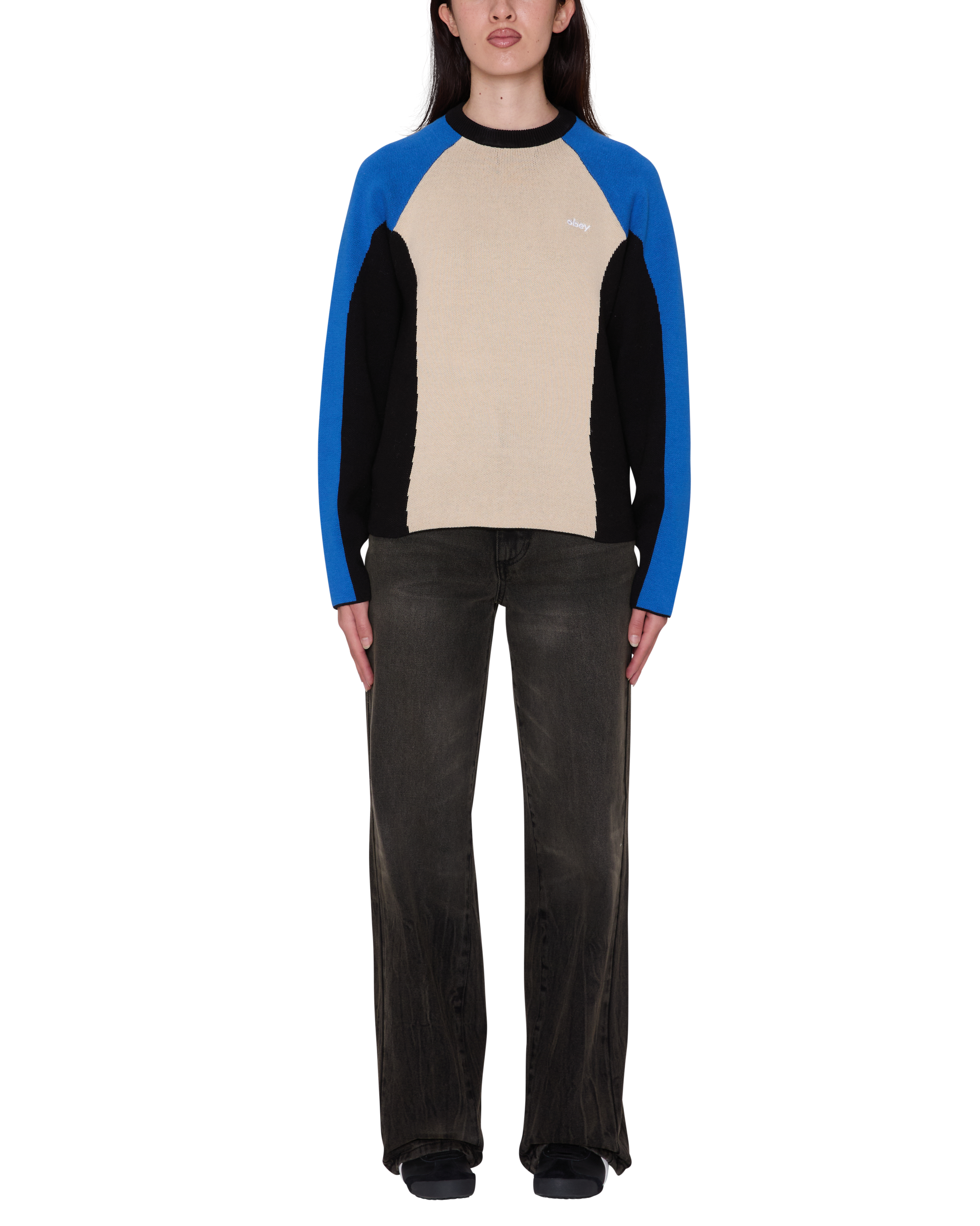 Women's Obey Angie Crew Sweater - Cream Multi