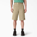 Men's Dickies Loose Fit Flat Front Work Shorts 13" 42283 - Khaki