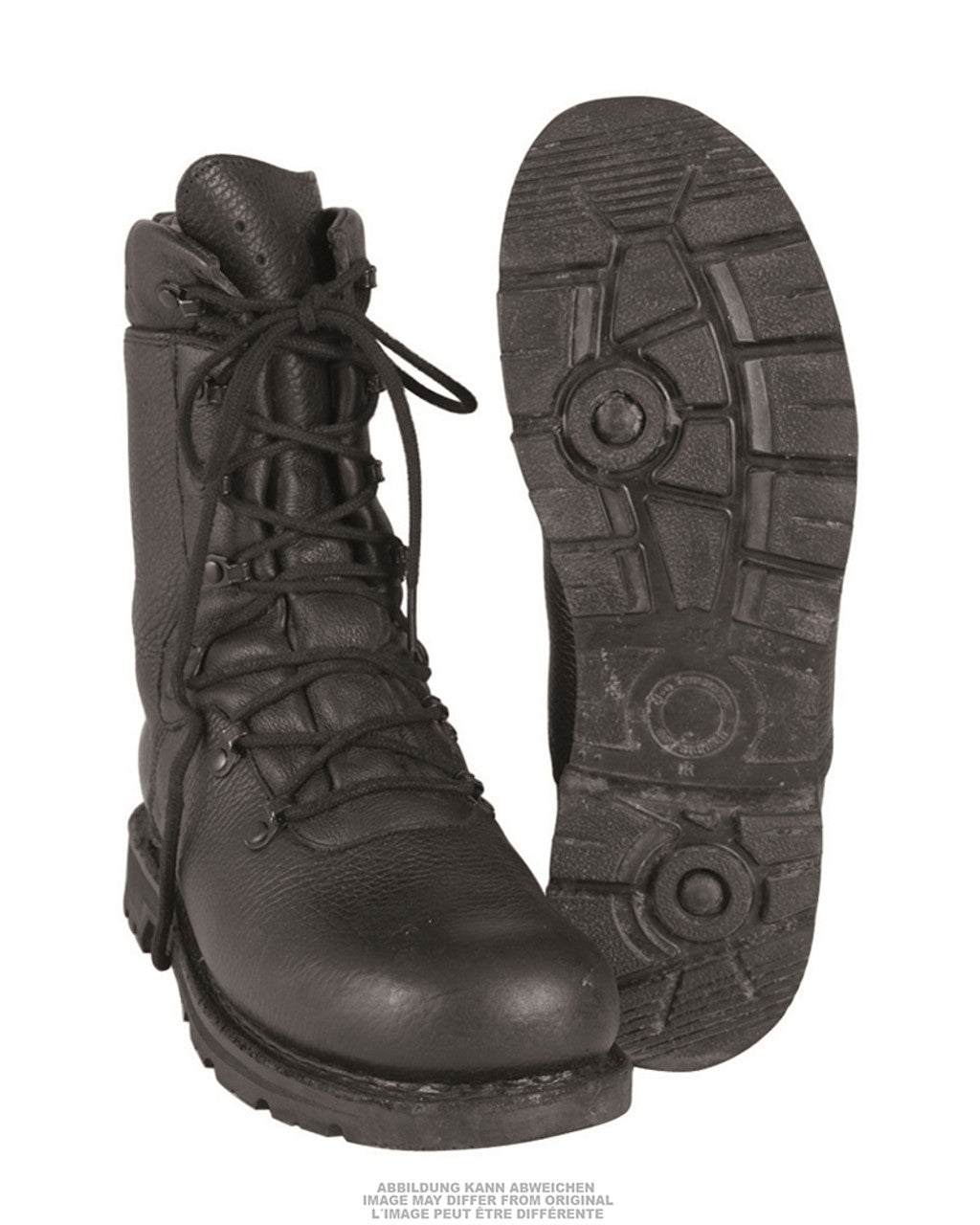 German Black Leather Combat Boots (Surplus) - Black