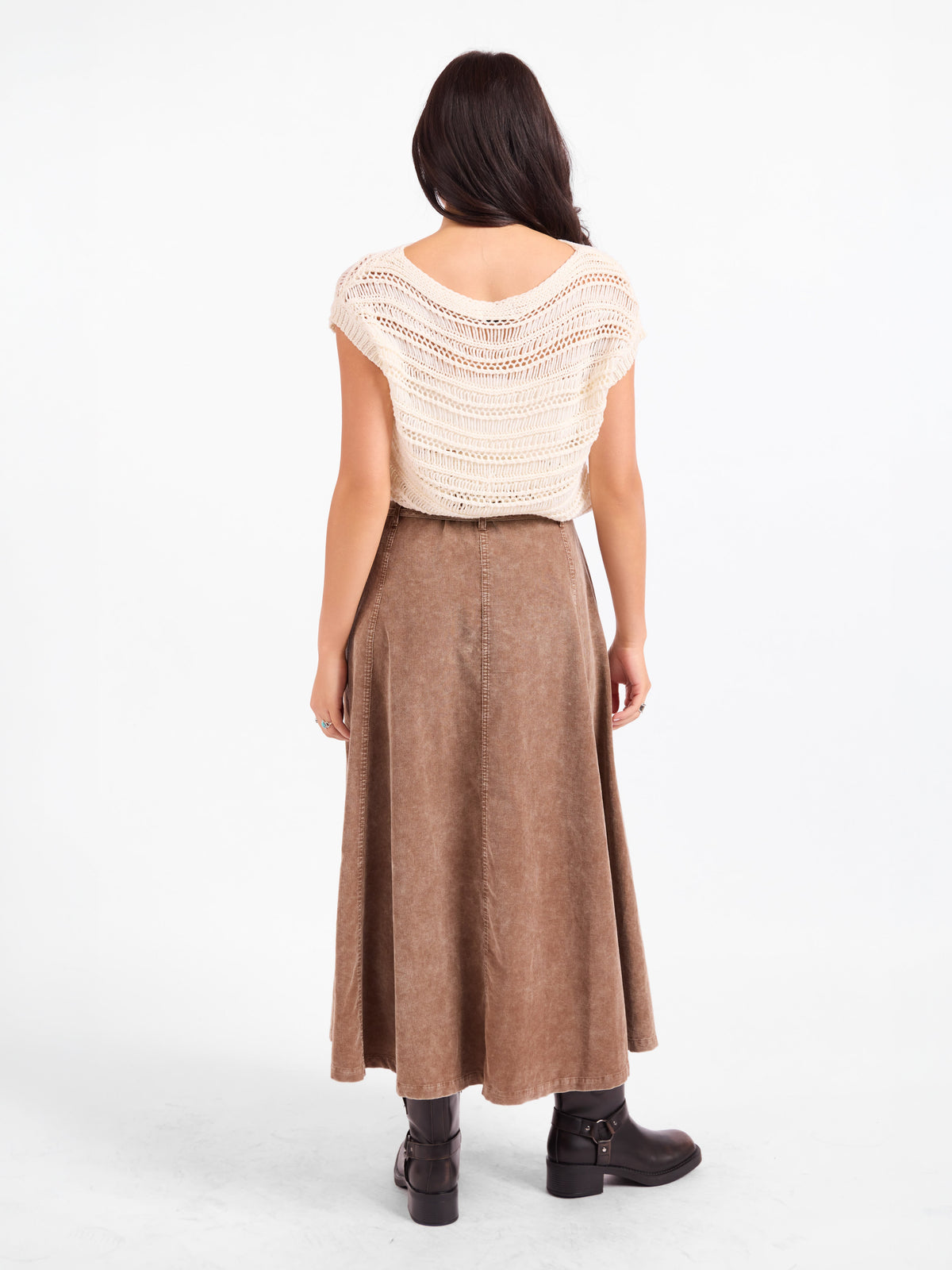 Get Like This Belted Midi Skirt - Washed Earth