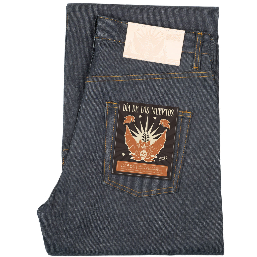 Men's Strong Guy - Dia De Los Muertos Selvedge - Bat - Indigo