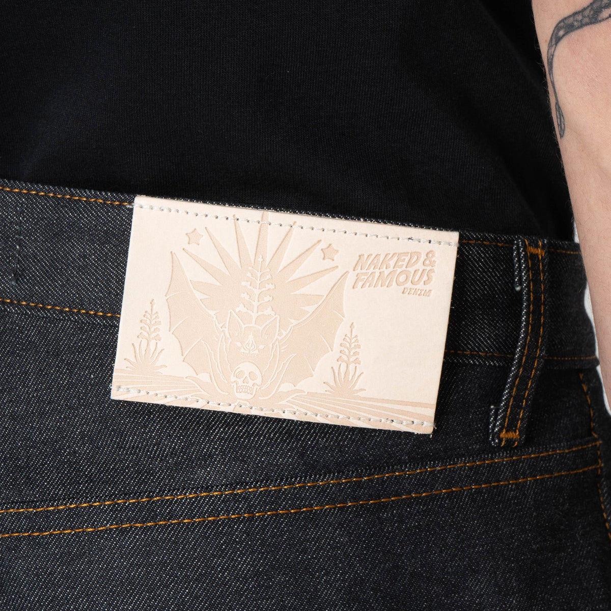 Men's Strong Guy - Dia De Los Muertos Selvedge - Bat - Indigo