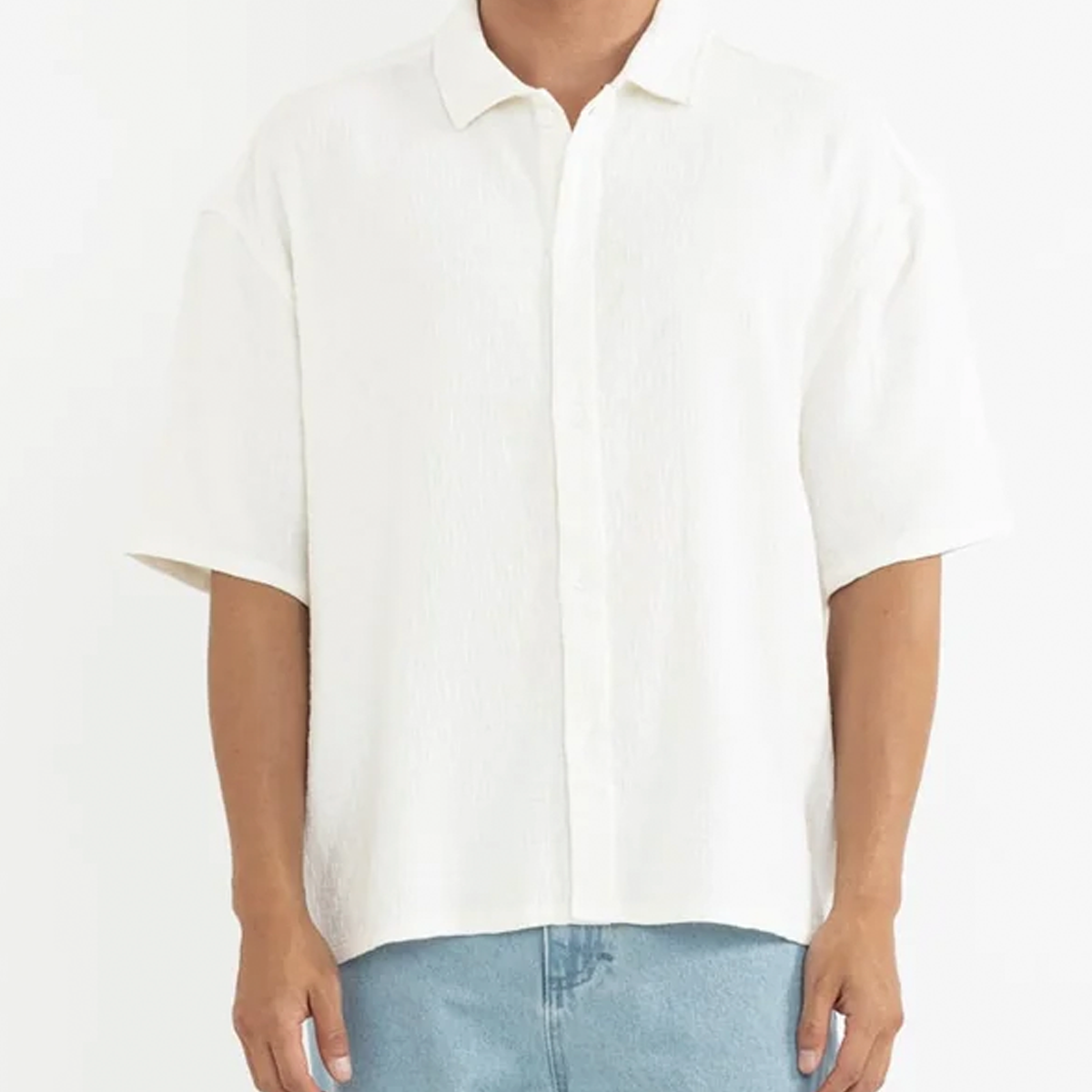 Rhythm Men's Leads Relaxed Check Short Sleeve Shirt