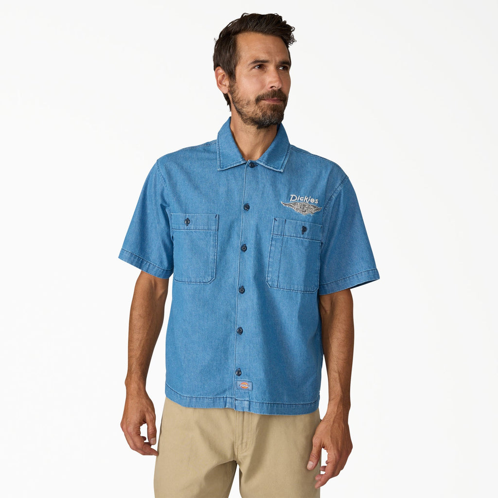 Dickies Harley Davidson Chambray Short Sleeve Work Shirt