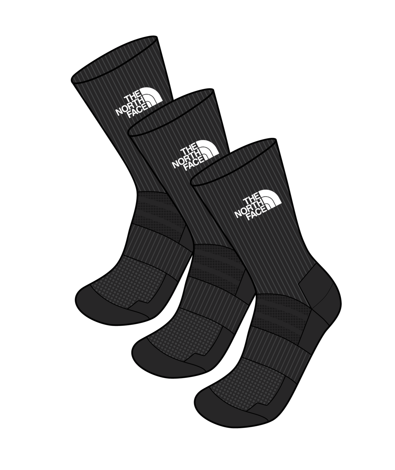 Multisport Cush Crew Sock-3 Pack - TNF Black