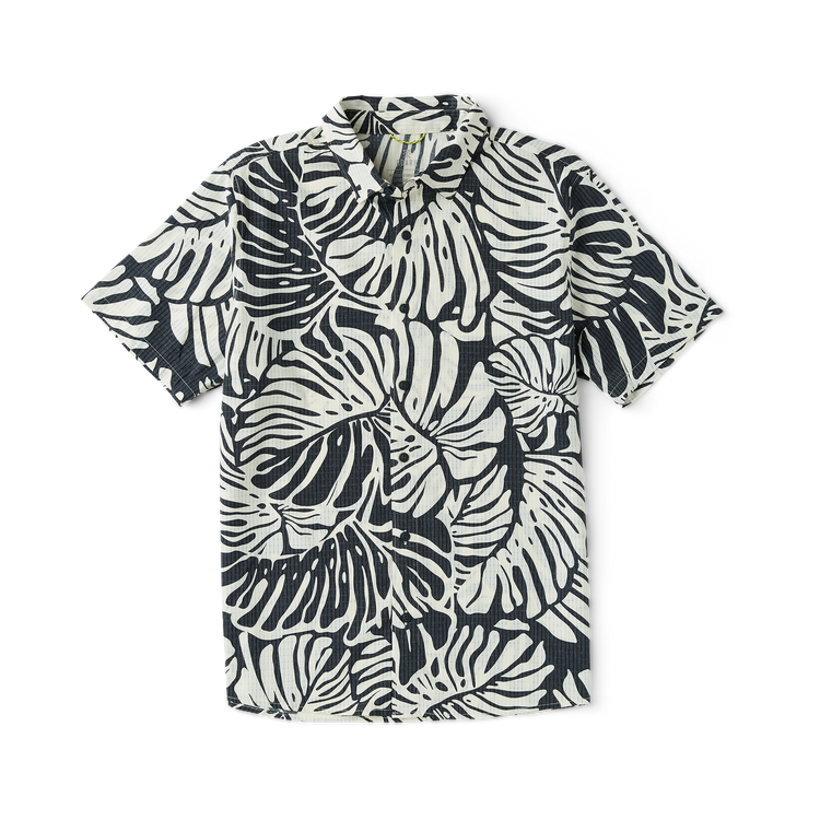 Men's Roark Bless Up Black Monstera Button Down Shirt S/S