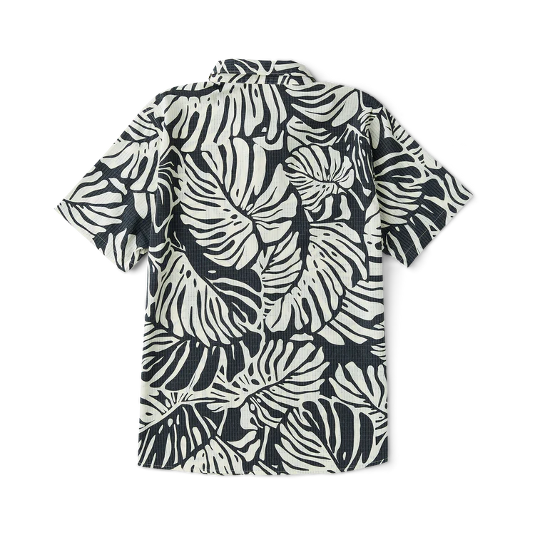 Men's Roark Bless Up Black Monstera Button Down Shirt S/S