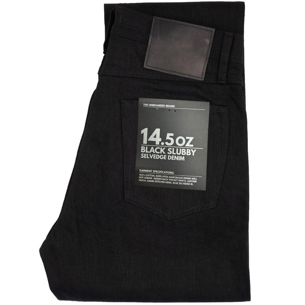 Relaxed Straight 14.5oz Slubby Black Selvedge - Black