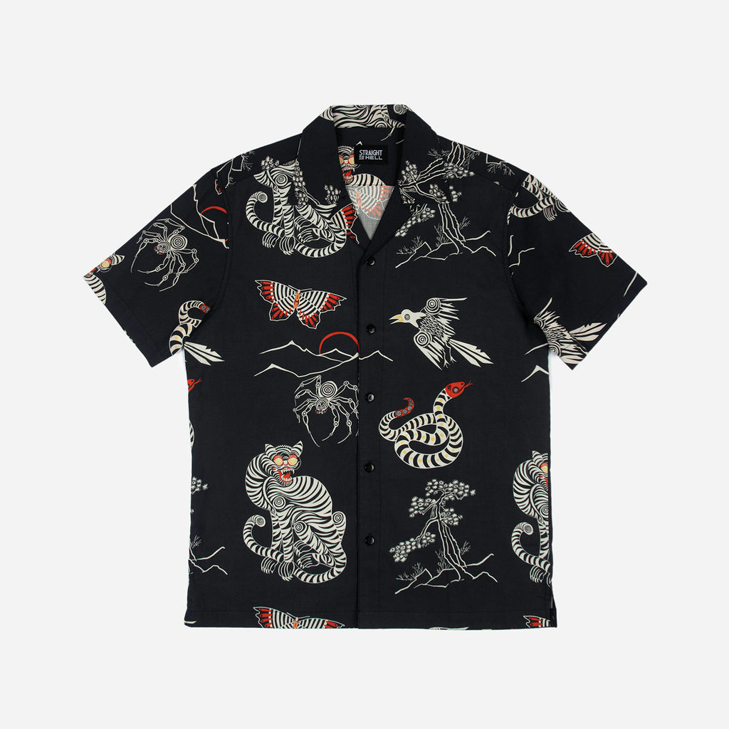 Art Of War Animal Motif Short Sleeve Shirt