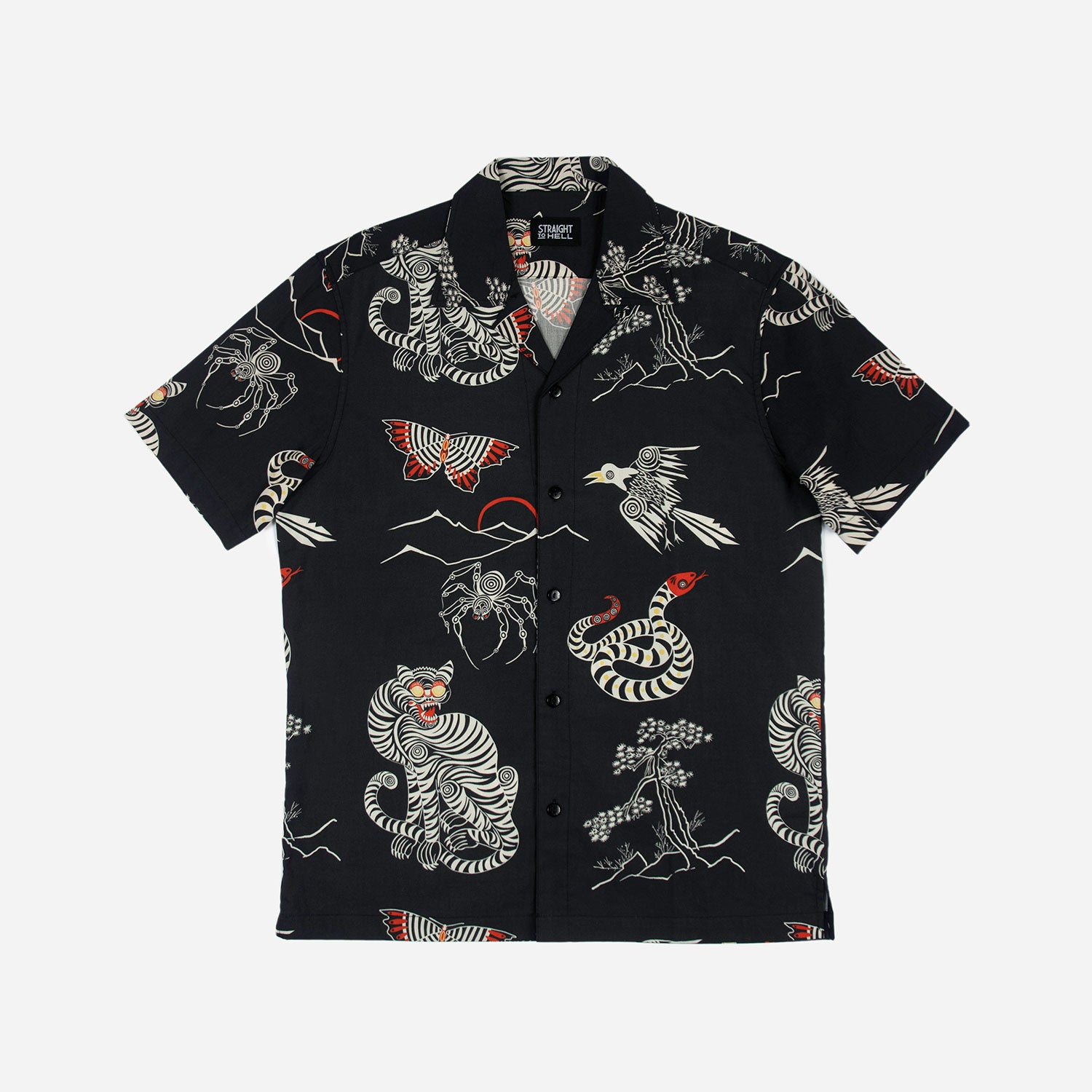 Art Of War Animal Motif Short Sleeve Shirt