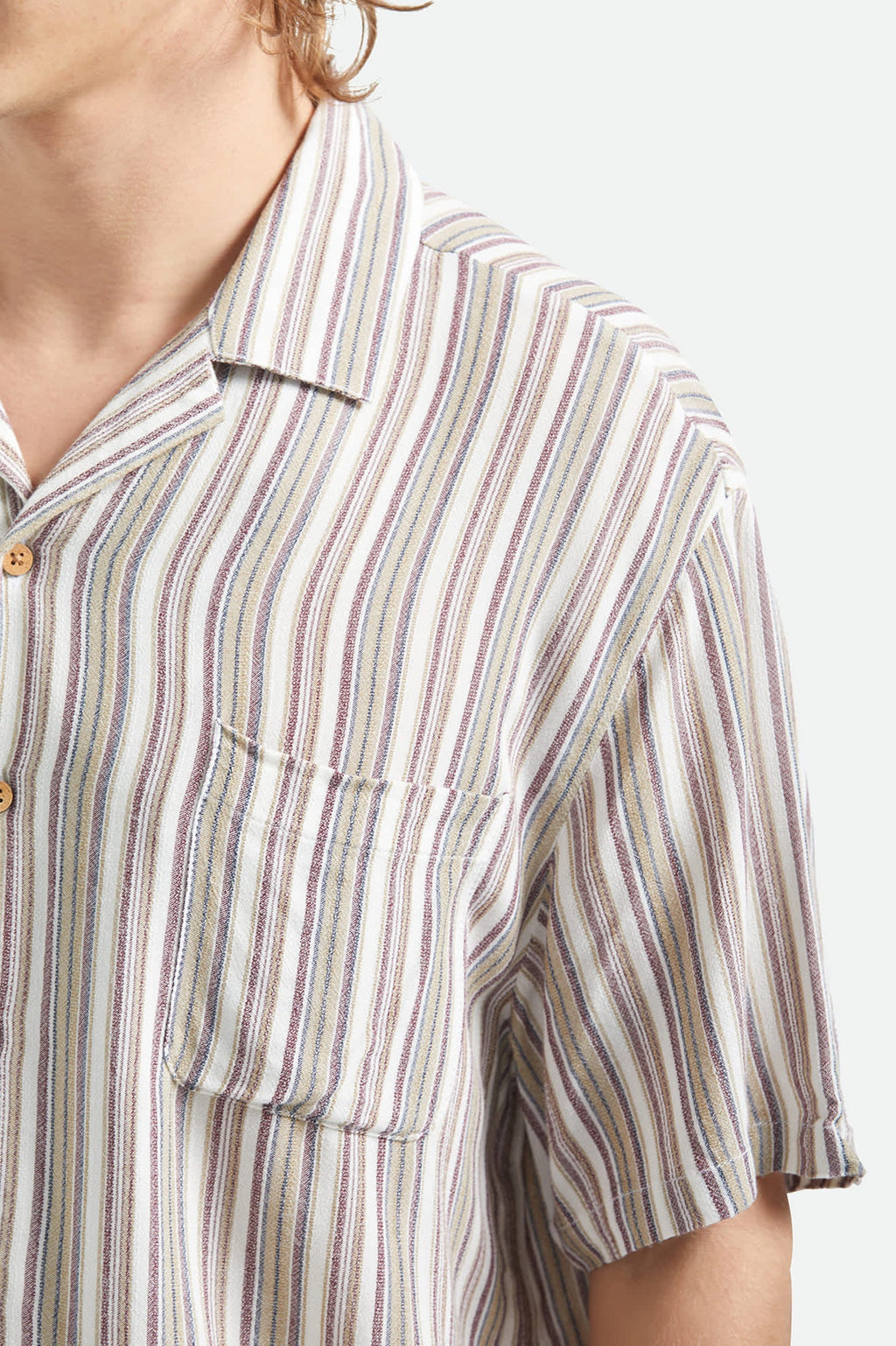 Brixton Men's Bunker Twisted Stripe Short Sleeve Woven