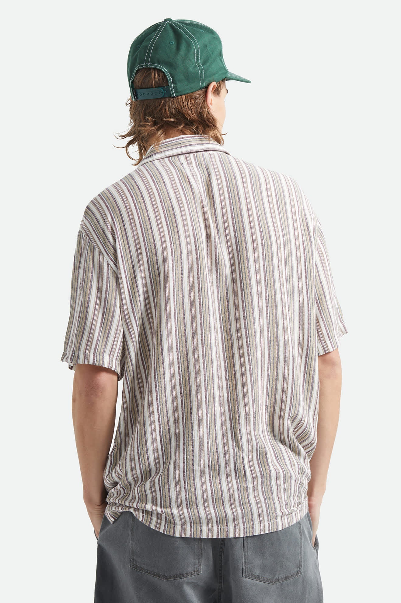 Brixton Men's Bunker Twisted Stripe Short Sleeve Woven