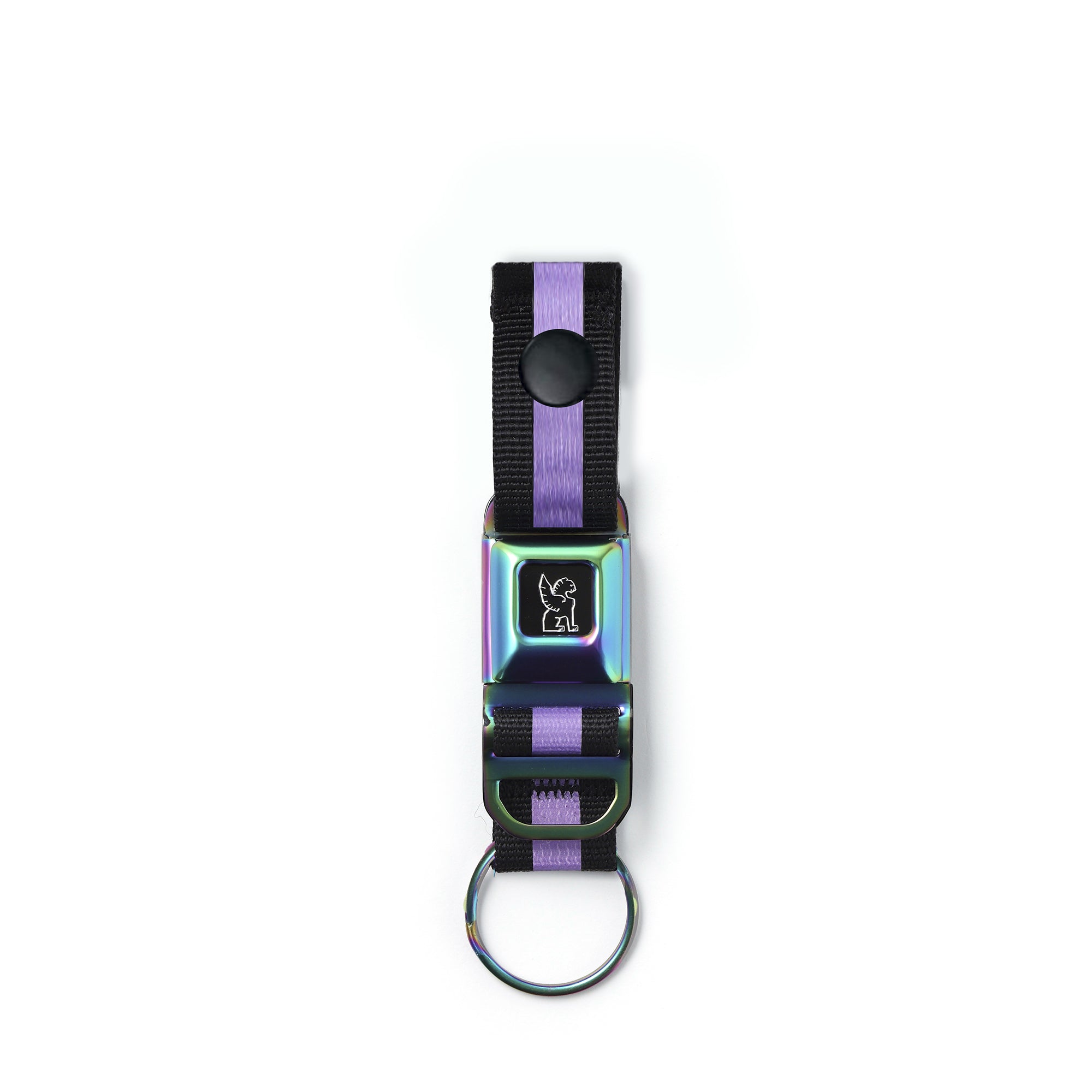 Chrome Mini Buckle Key Chain - Snap Button - Rainbow Matte