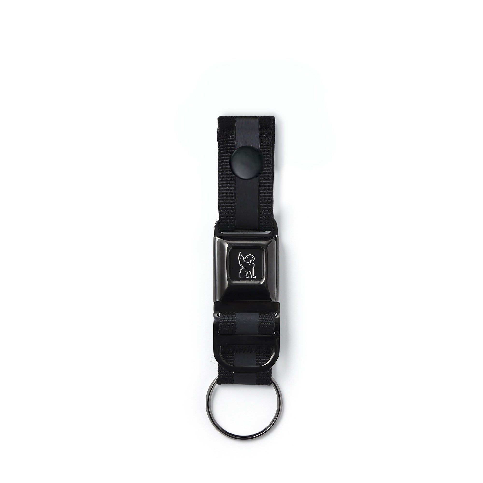 Chrome Mini Buckle Key Chain - Snap Button - Black Chrome