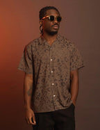 Men's Dark Leopard Leisure Stretch Buttonup - Leopard