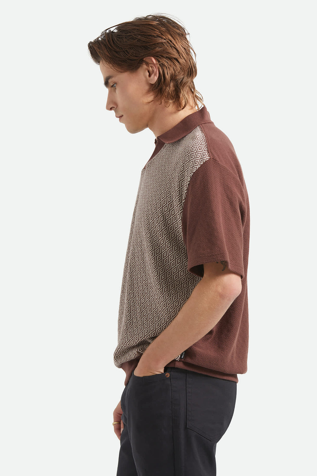 Brixton Men's Theo Jacquard Short Sleeve Polo