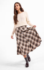 Cambridge Midi Skirt - Navy Camel Multi