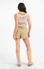 Wildhearted Tie Waist Shorts - Olive Green