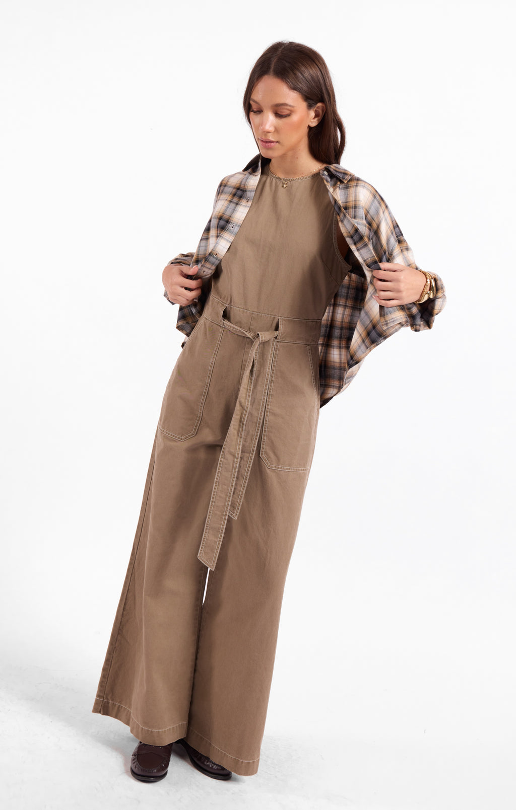 Cambridge Plaid Shirt - Navy Camel Multi