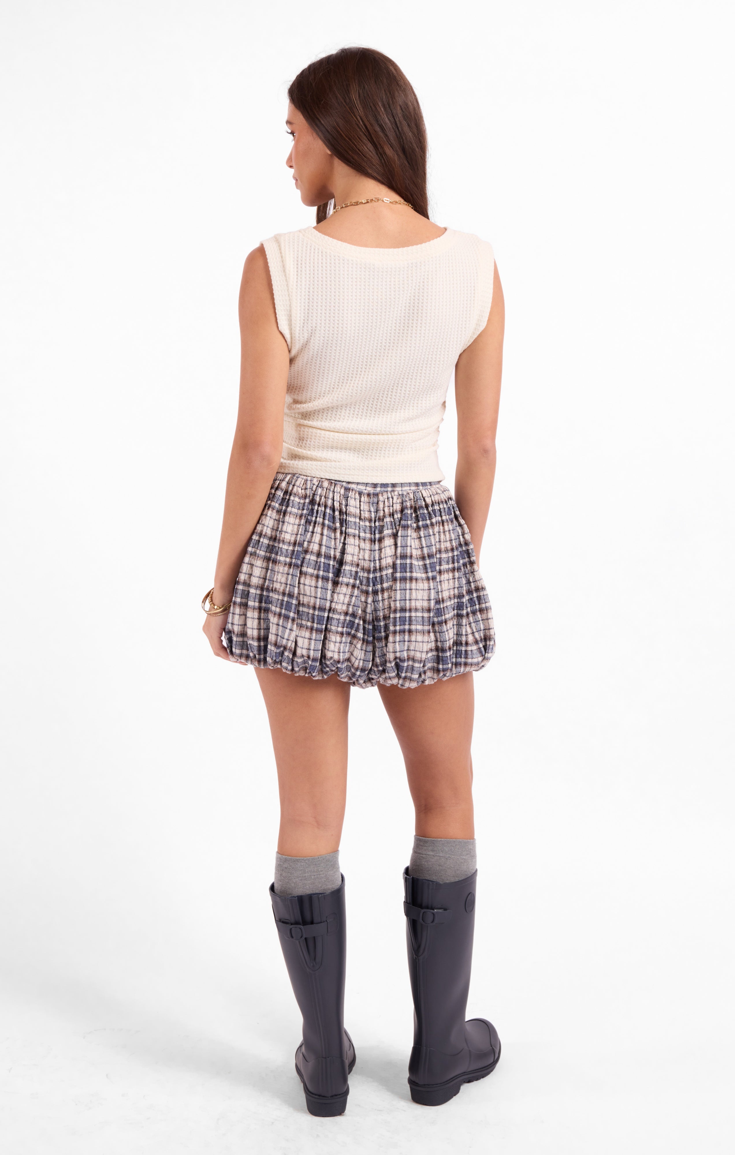 Sugarplum Waffle Tank - Ivory