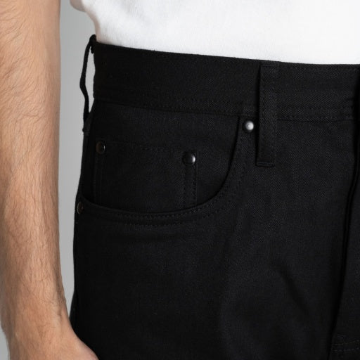 Relaxed Straight Fit 11oz Black Stretch Selvedge - Black
