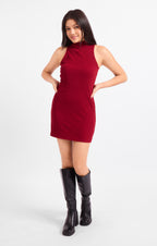 Archivist Mock Neck Mini Dress - Red