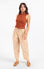 Soft Cedar Ruched Knit Tank - Rust