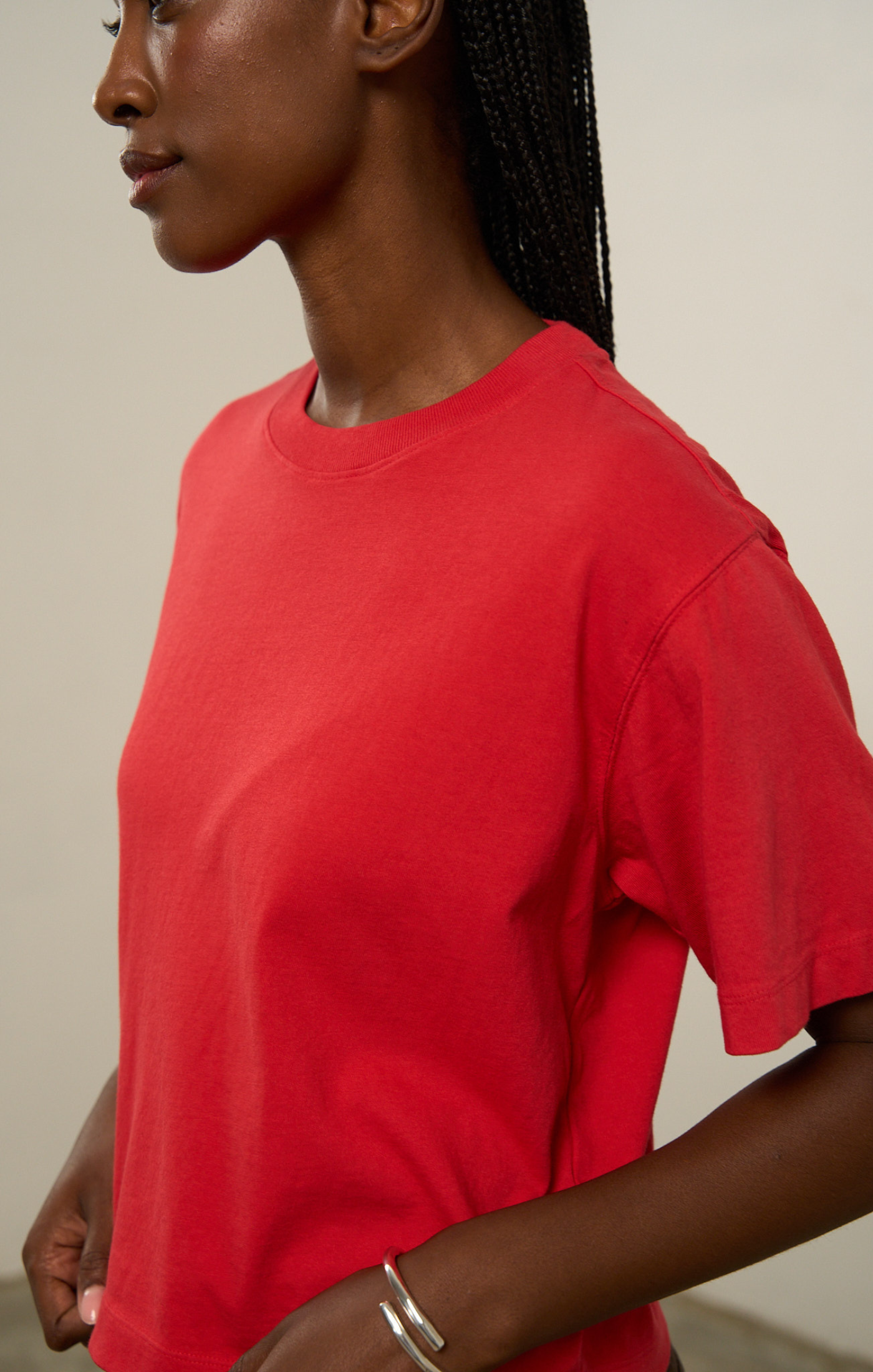 Women's Relaxed Crop Tee - Samba Red