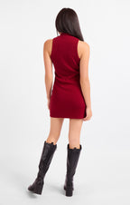 Archivist Mock Neck Mini Dress - Red