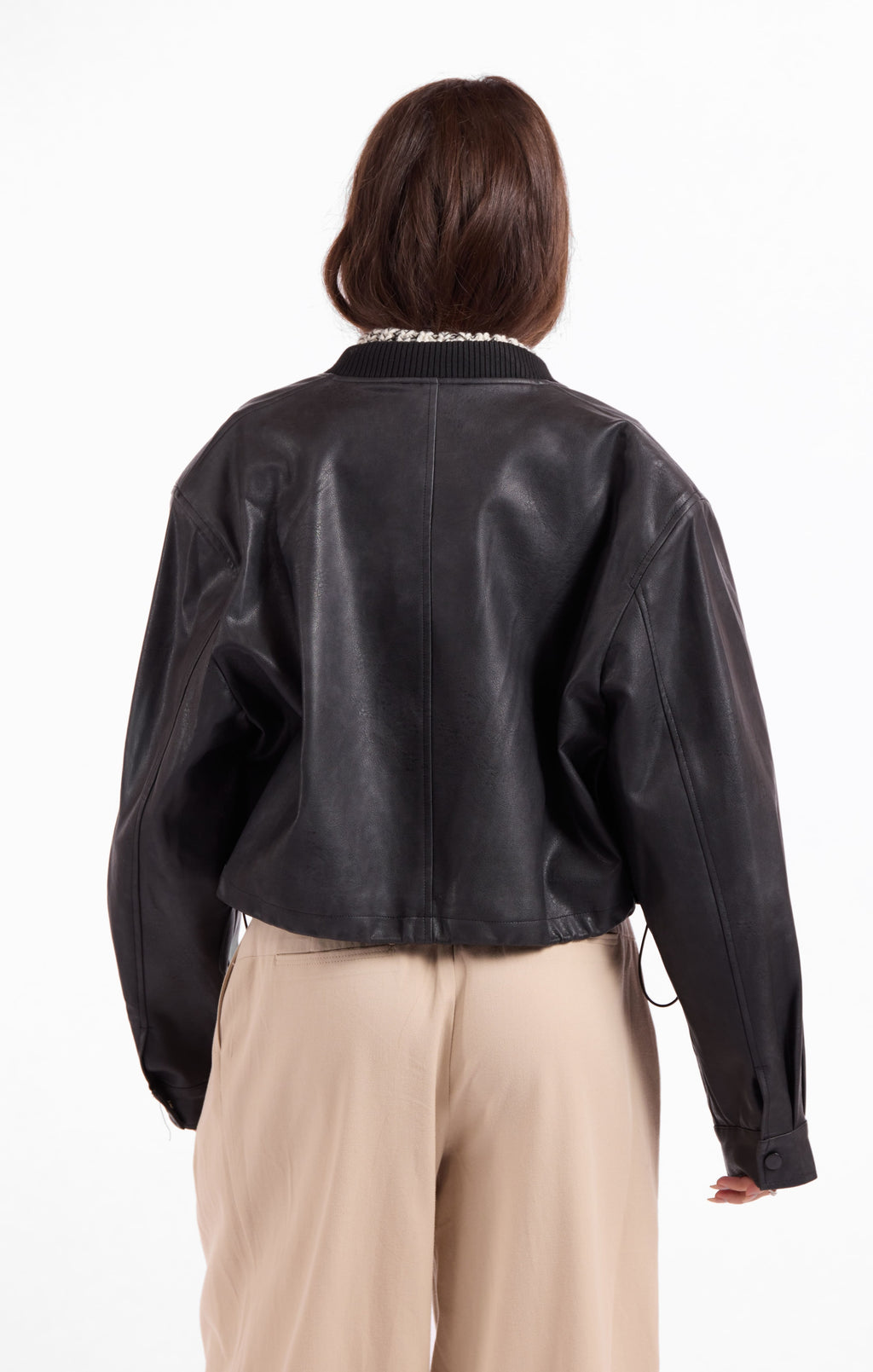 Academy Vegan Leather Bomber - Black