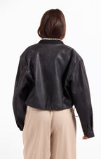 Academy Vegan Leather Bomber - Black