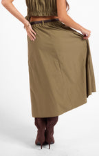 Central Park Midi Skirt W Belt - Olive
