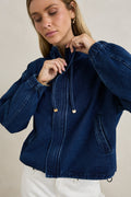 Women's Juna Denim Funnel Jacket - Dark Blue Wash