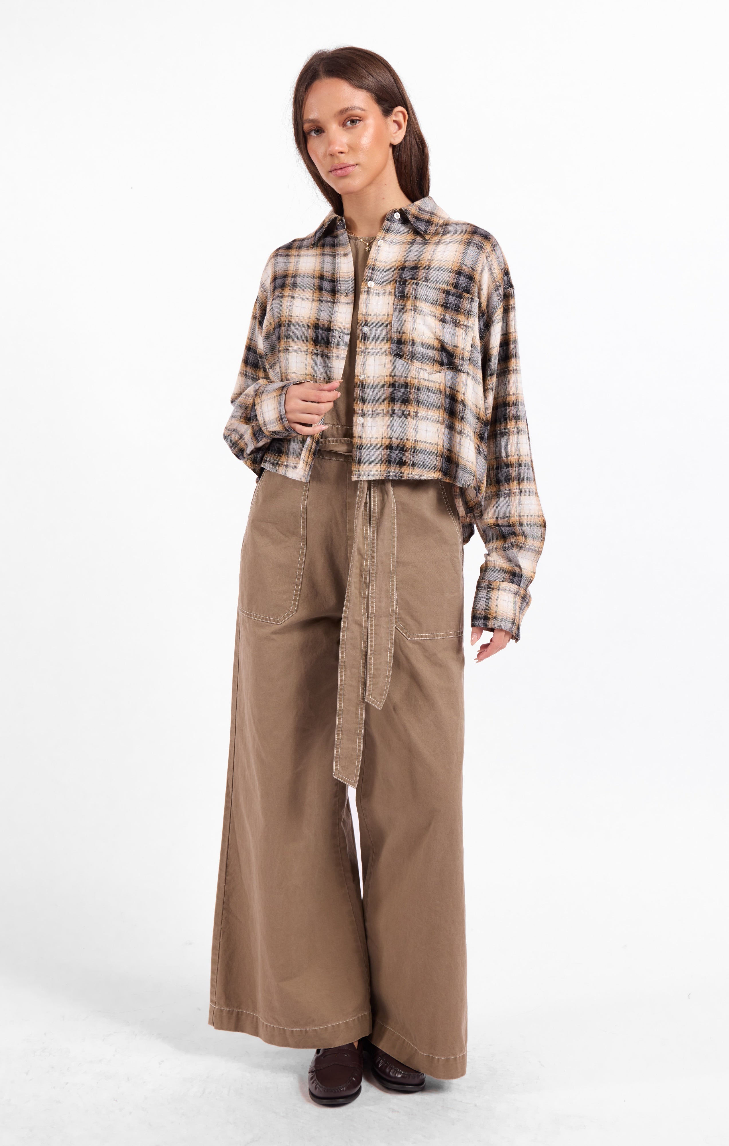 Cambridge Plaid Shirt - Navy Camel Multi