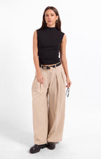 Coralie Mock Neck Top - Black