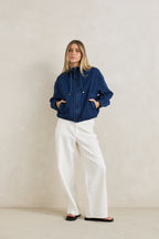 Women's Juna Denim Funnel Jacket - Dark Blue Wash