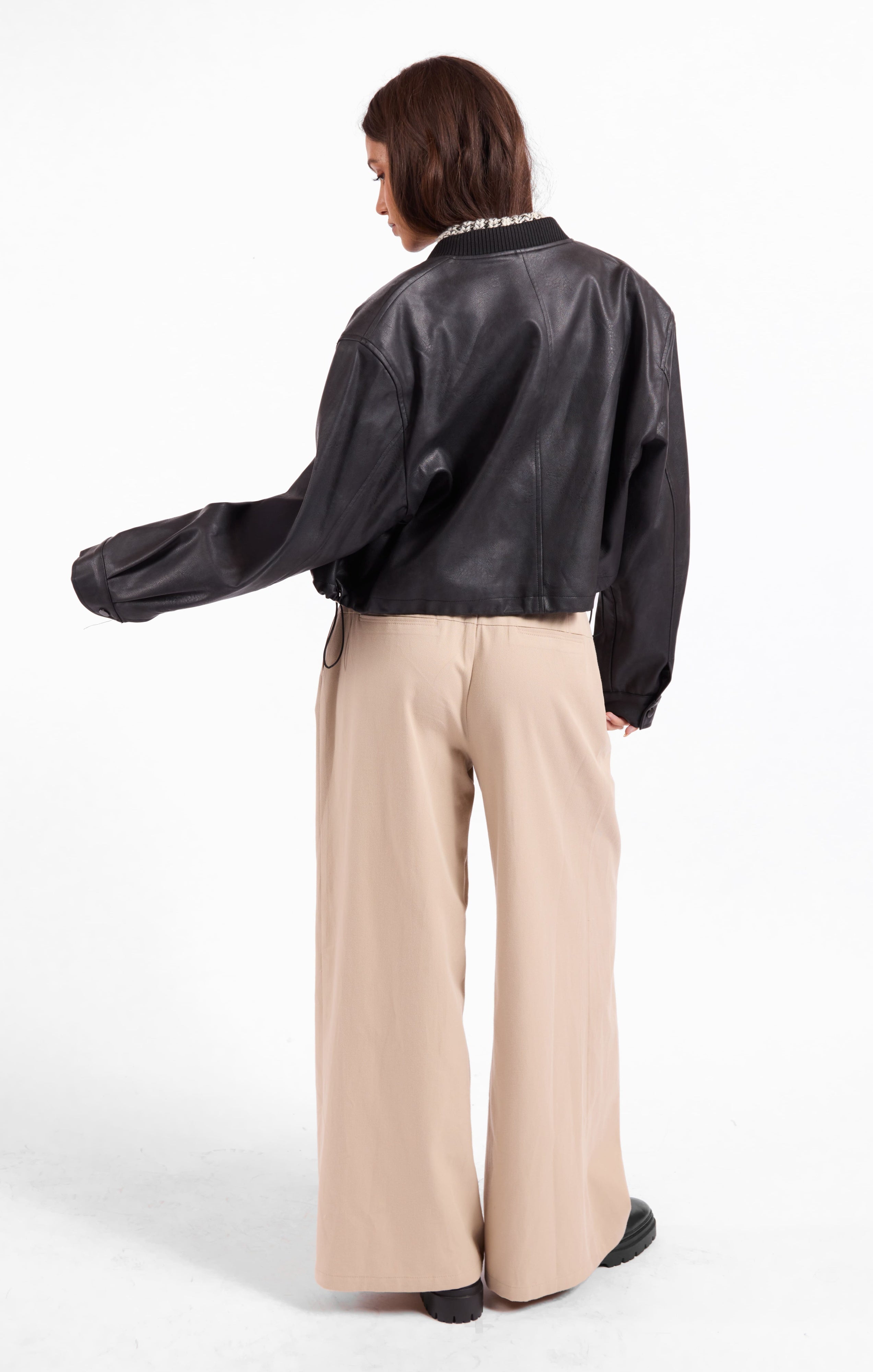 Academy Vegan Leather Bomber - Black