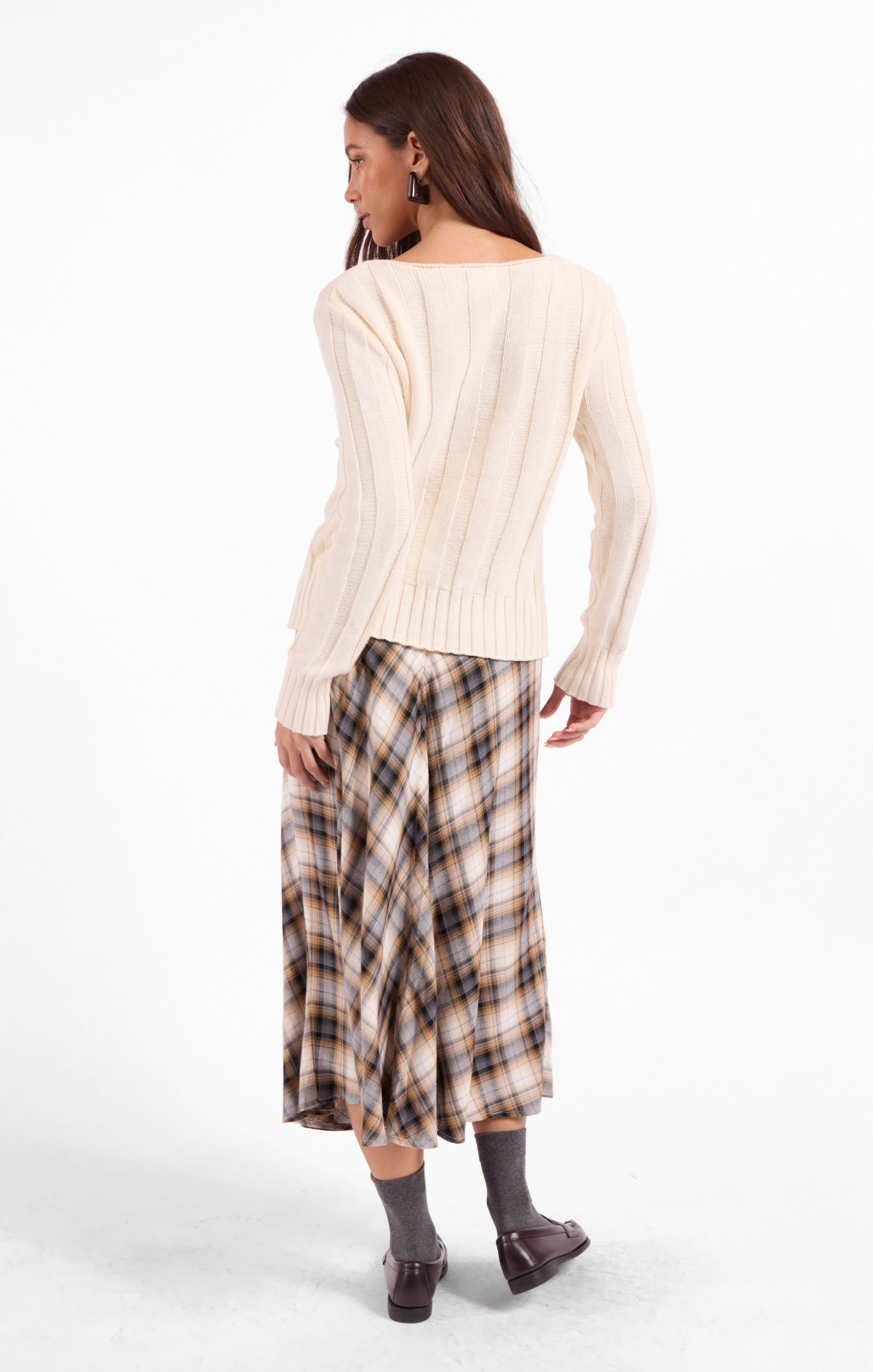 Cambridge Midi Skirt - Navy Camel Multi