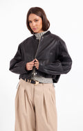 Academy Vegan Leather Bomber - Black