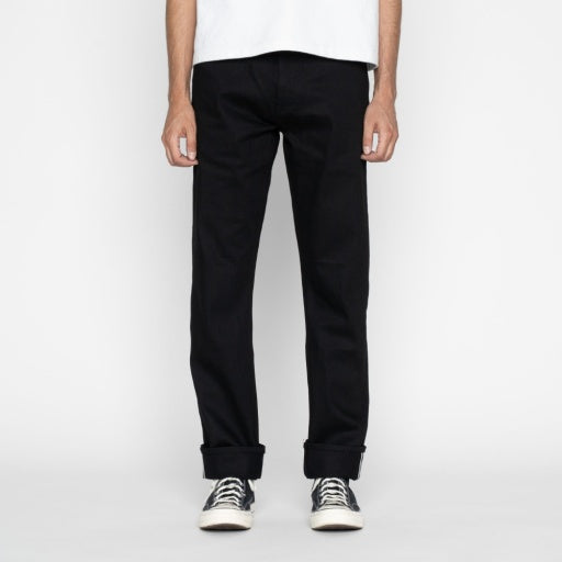 Relaxed Straight Fit 11oz Black Stretch Selvedge - Black