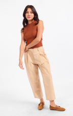 Soft Cedar Ruched Knit Tank - Rust