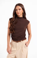 Sweetie Mock Neck Tank - Oak